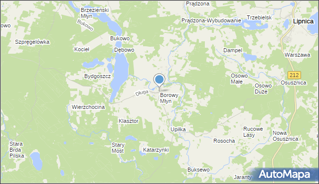 mapa Borowy Młyn, Borowy Młyn gmina Lipnica na mapie Targeo